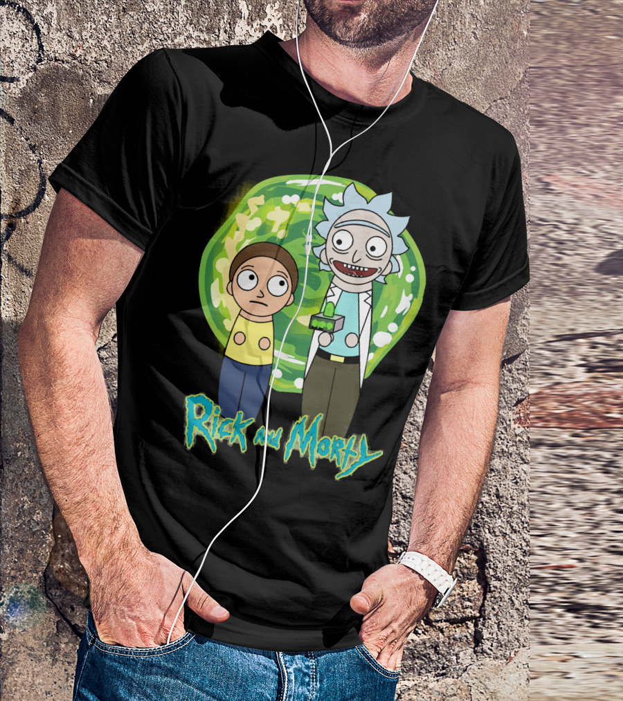 Rick And Morty Green Portal Cute Characters T-Shirt