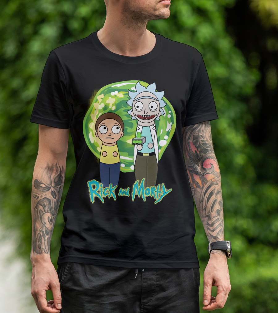 Rick And Morty Green Portal Cute Characters T-Shirt