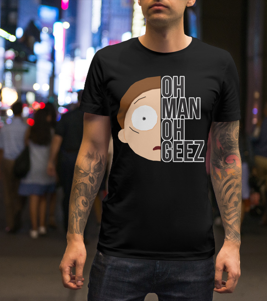 Oh Man Oh Geez Morty Split Face T-Shirt