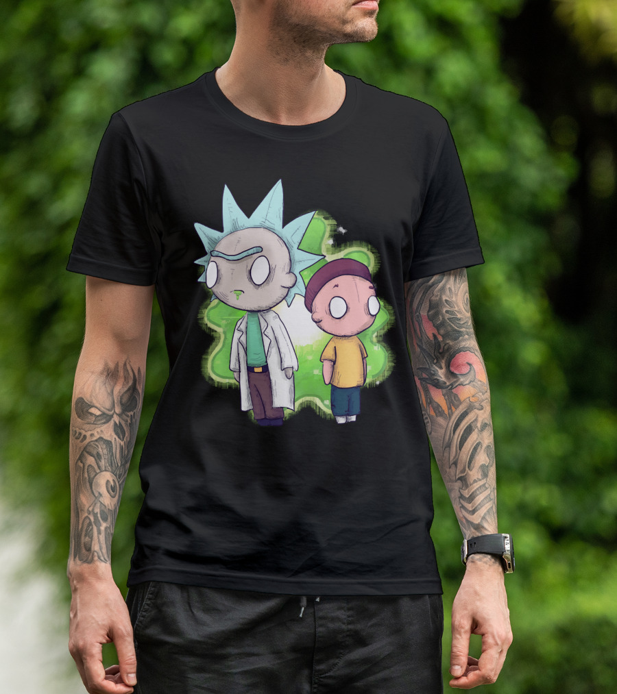 Plushie Rick And Morty Portal Background T-Shirt