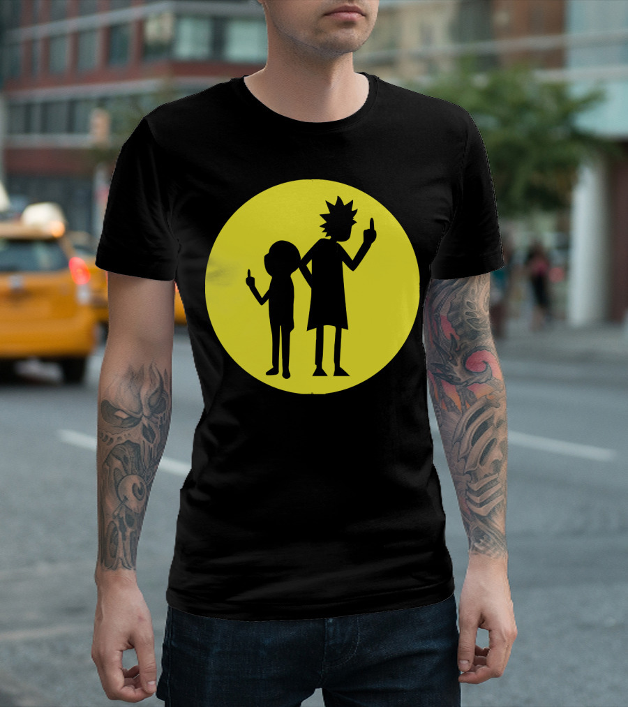 Rick and Morty Silhouette Circle Middle Finger T-Shirt