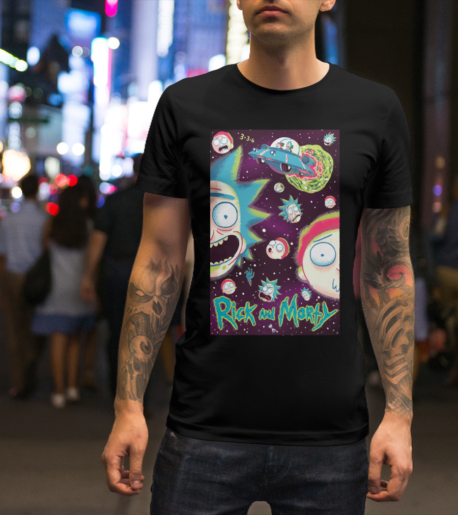 Rick And Morty Galaxy Adventure Cartoon Spaceship Outer Space 3-3-6 T-Shirt
