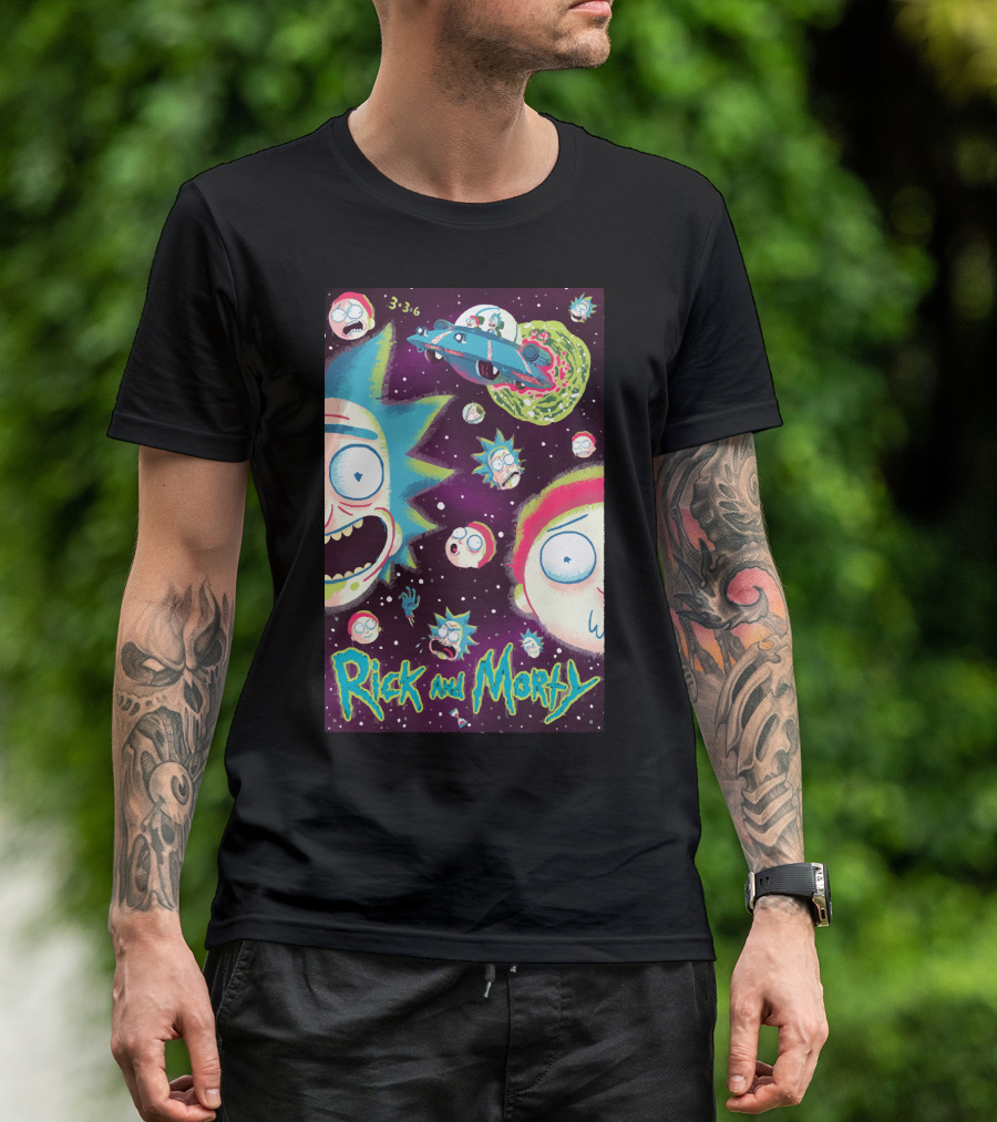 Rick And Morty Galaxy Adventure Cartoon Spaceship Outer Space 3-3-6 T-Shirt