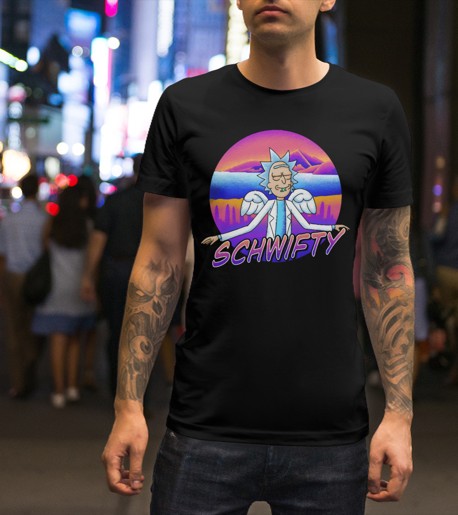 Rick And Morty Schwifty Angel Wings Psychedelic Sunset T-Shirt