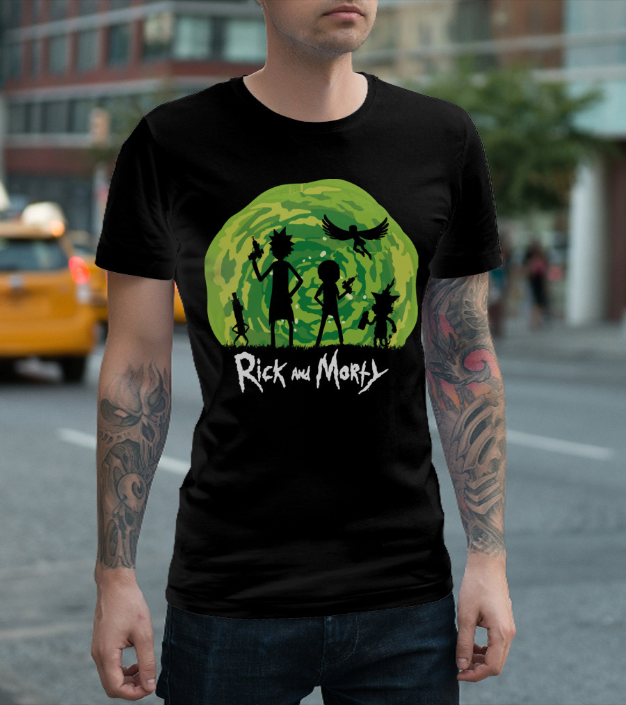 Rick And Morty Schwifty Patrol Silhouette Portal Adventure T-Shirt