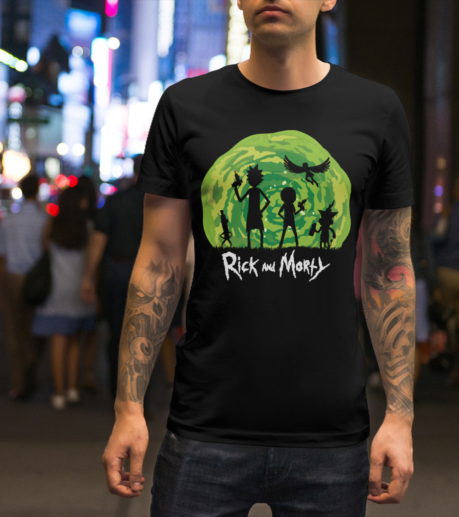 Rick And Morty Schwifty Patrol Silhouette Portal Adventure T-Shirt