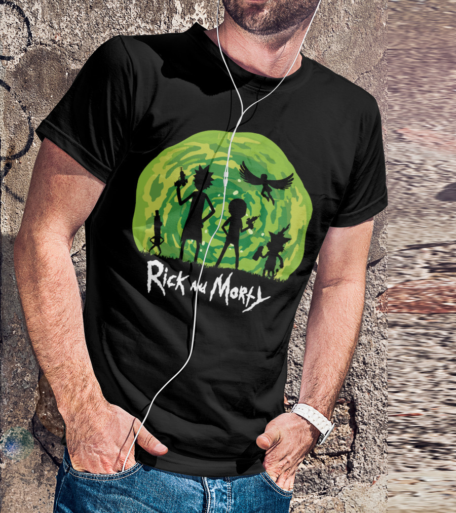 Rick And Morty Schwifty Patrol Silhouette Portal Adventure T-Shirt