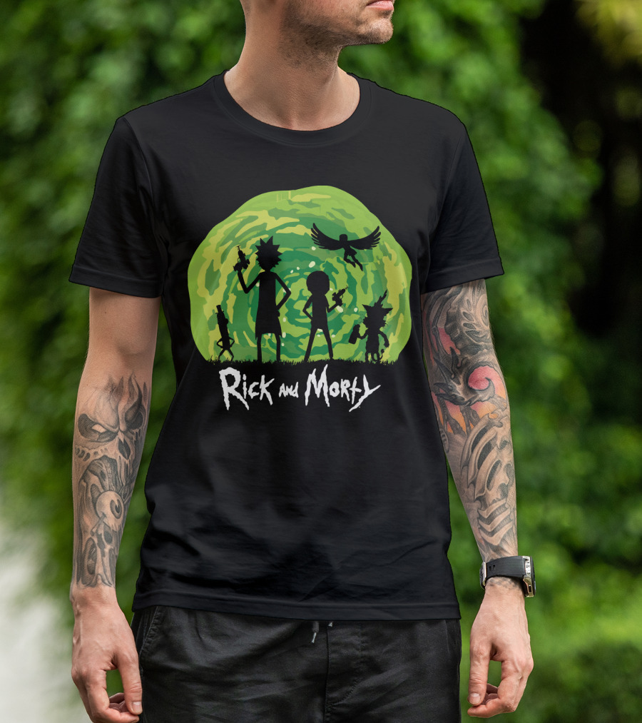 Rick And Morty Schwifty Patrol Silhouette Portal Adventure T-Shirt