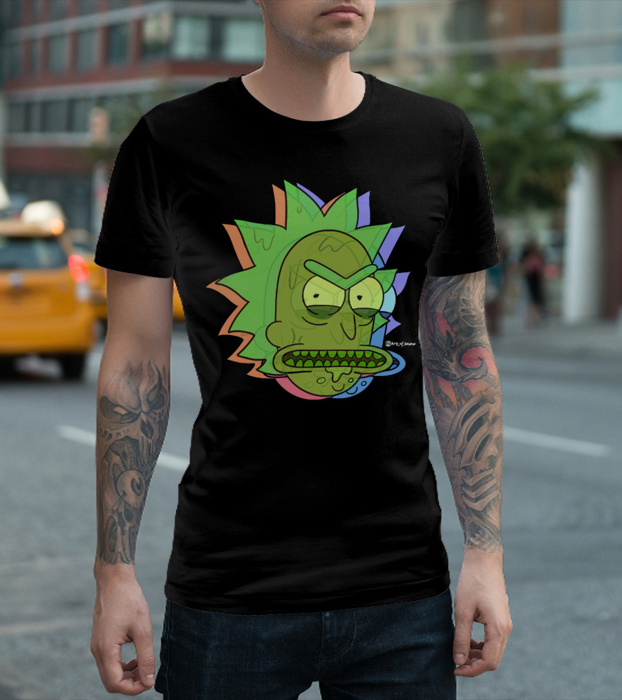 Toxic Rick Slime Face Multicolor Portal Fan T-Shirt