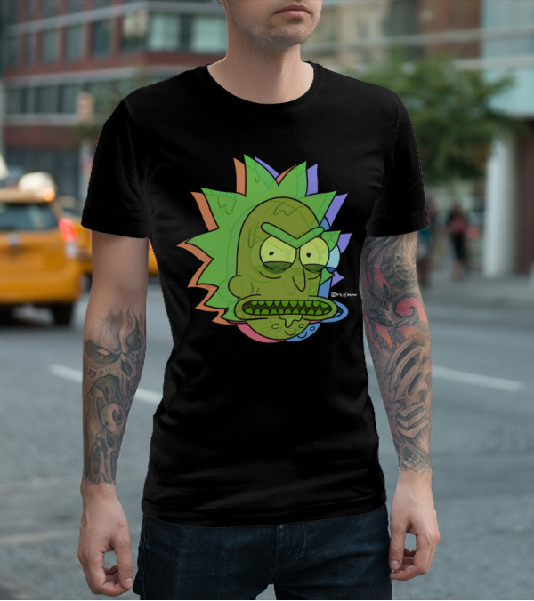 Toxic Rick Slime Face Multicolor Portal Fan T-Shirt