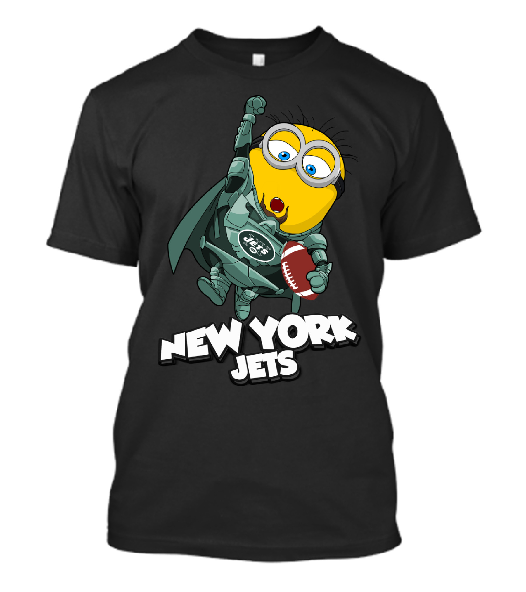 New York Jets Minion Superhero Holding Football T-Shirt