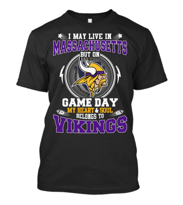 Massachusetts Game Day My Heart And Soul Belongs To Vikings T-Shirt