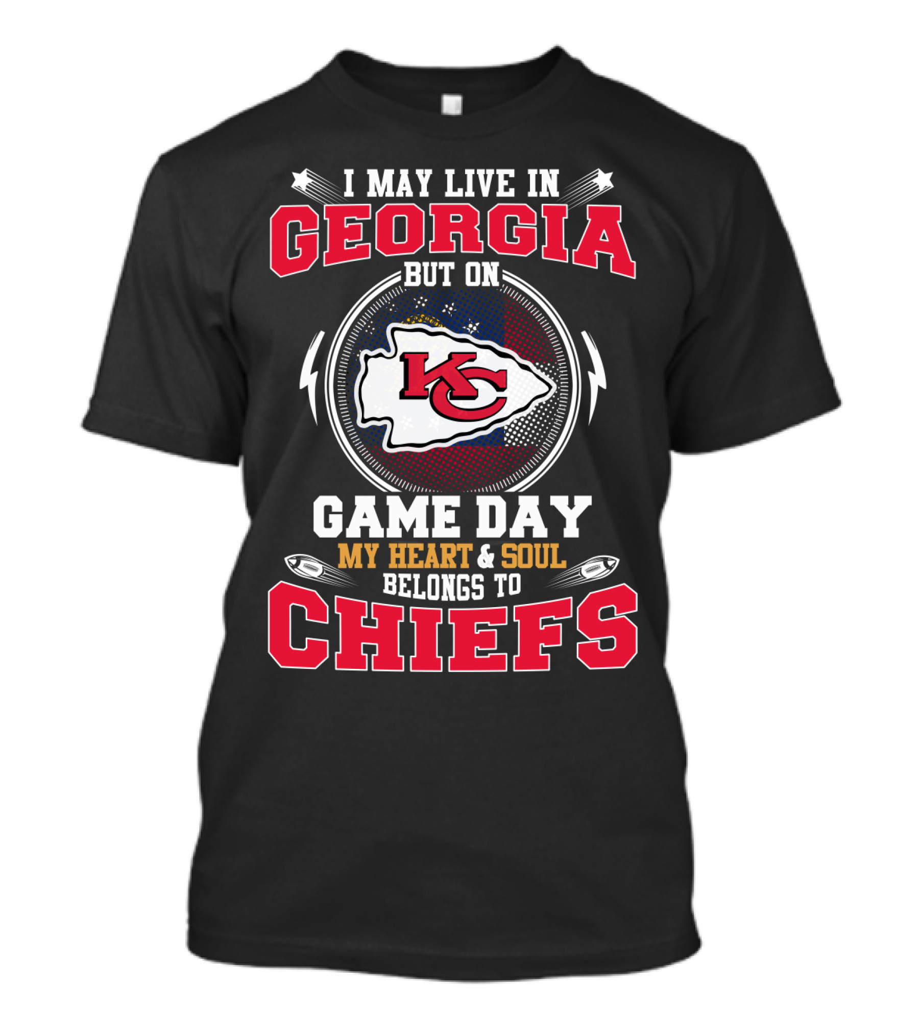 Georgia Game Day Heart & Soul Belongs To Chiefs Kc T-Shirt