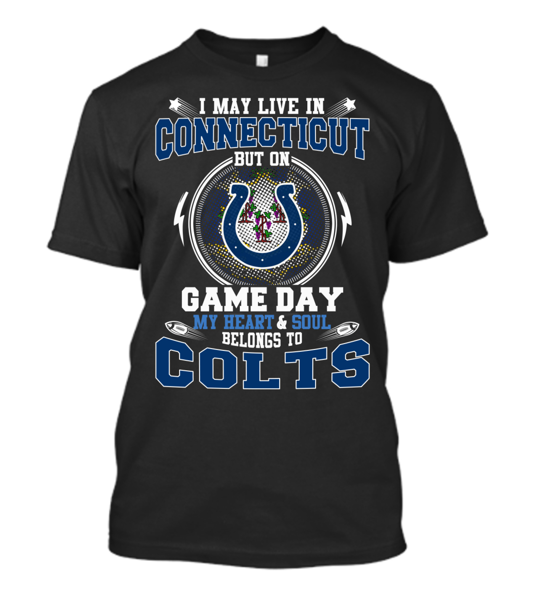 Indianapolis Colts Fan Pride In Connecticut Game Day Passion T-Shirt
