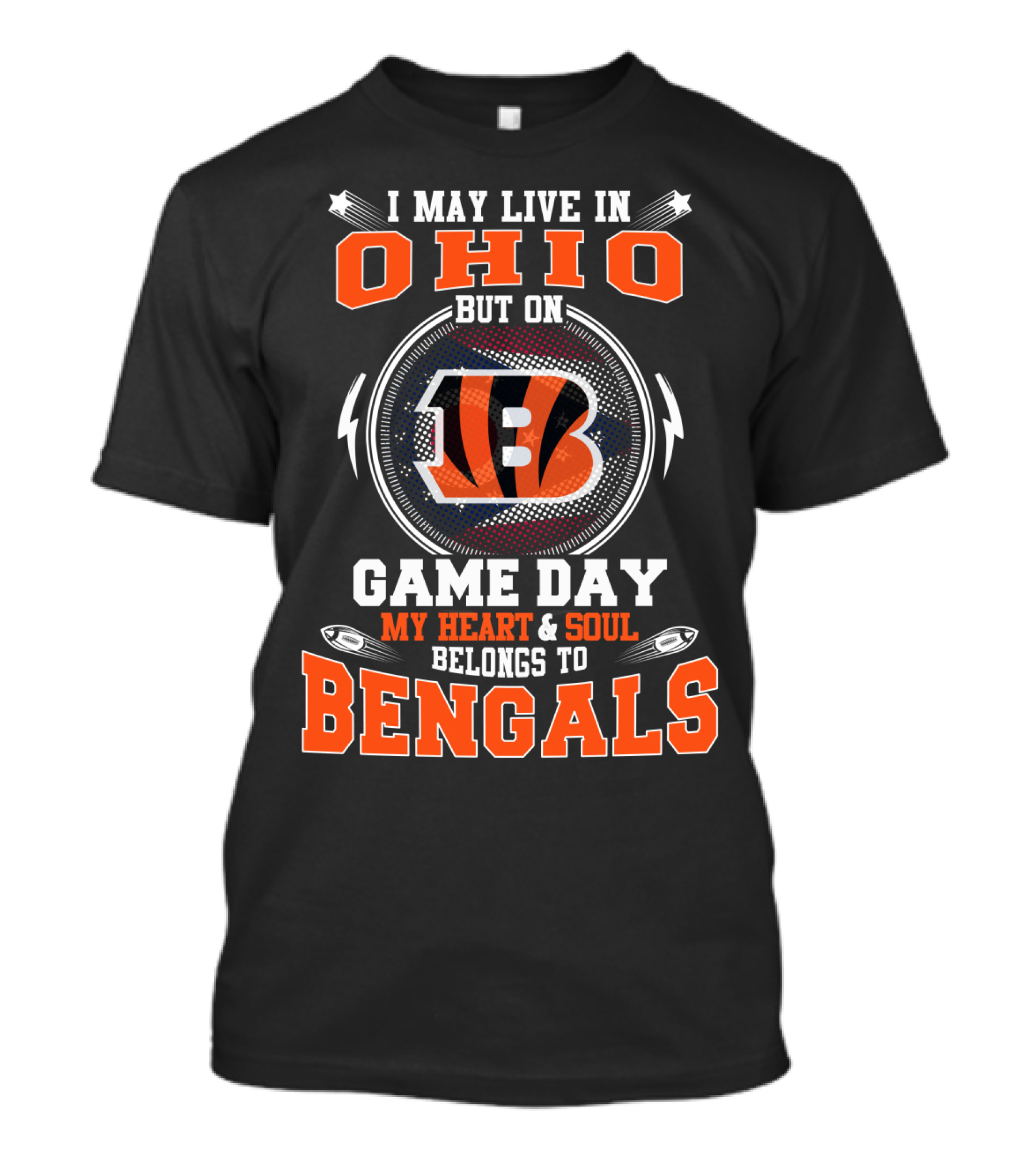 Bengals Ohio Game Day My Heart & Soul T-Shirt