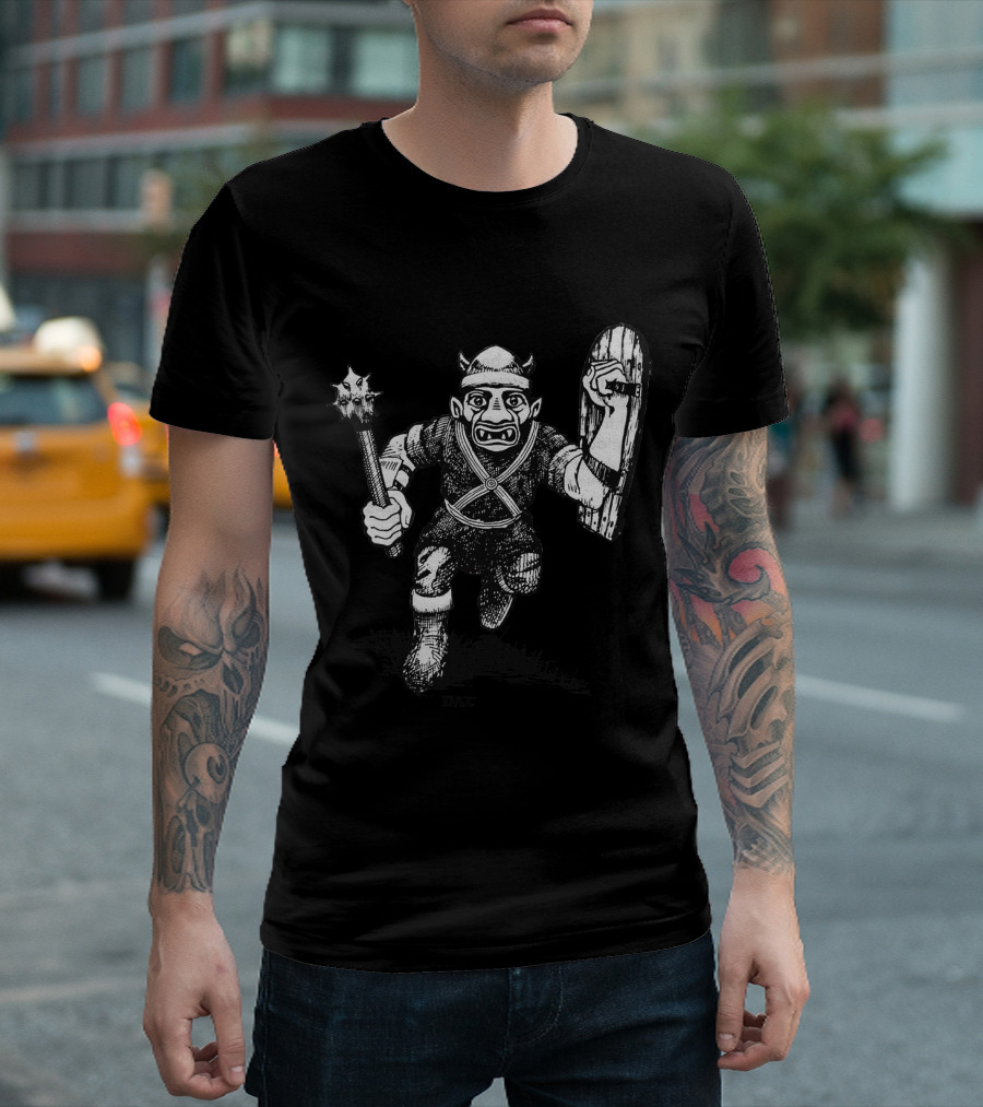 Goblin Charging With Spiked Mace And Shield Drawing T-Shirt
