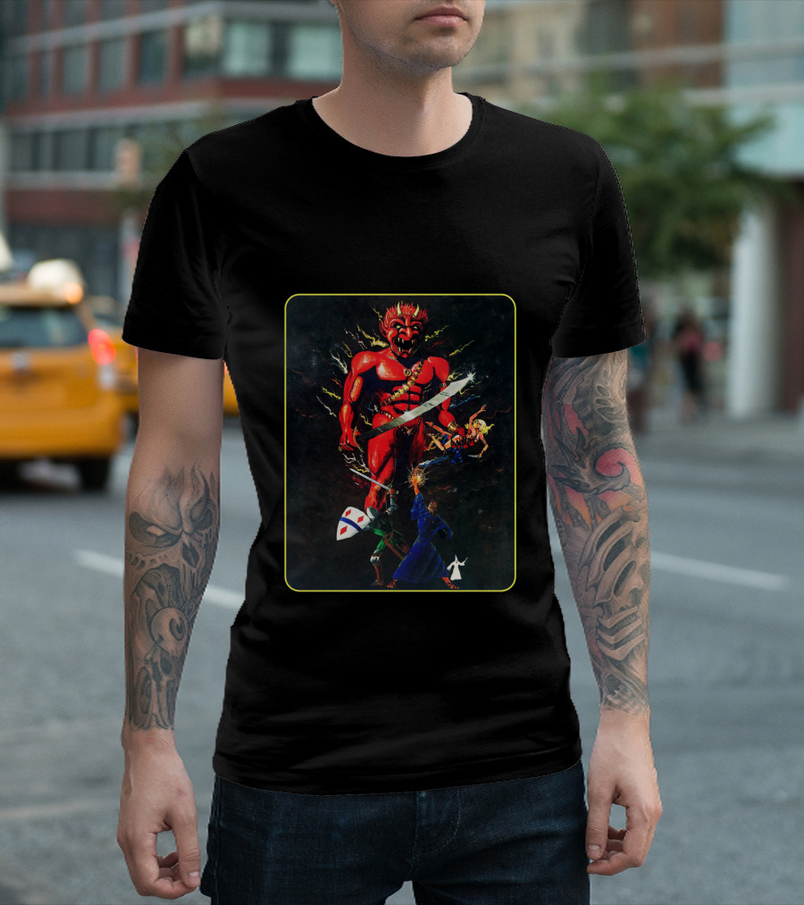 MASTER GUIDE Red Demon Battle Imagery Retro Dungeons Concept T-Shirt