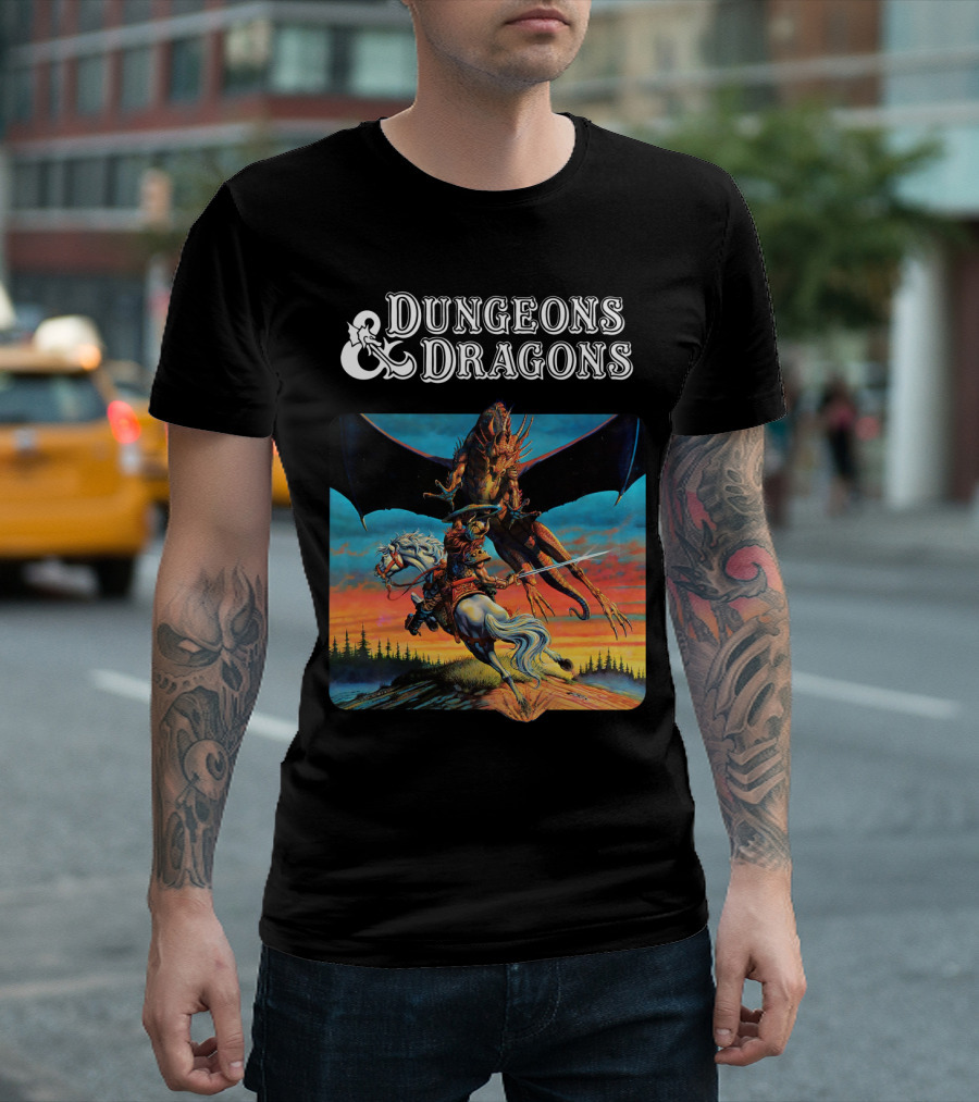 Dungeons And Dragons Epic Dragon Battle Scene T-Shirt