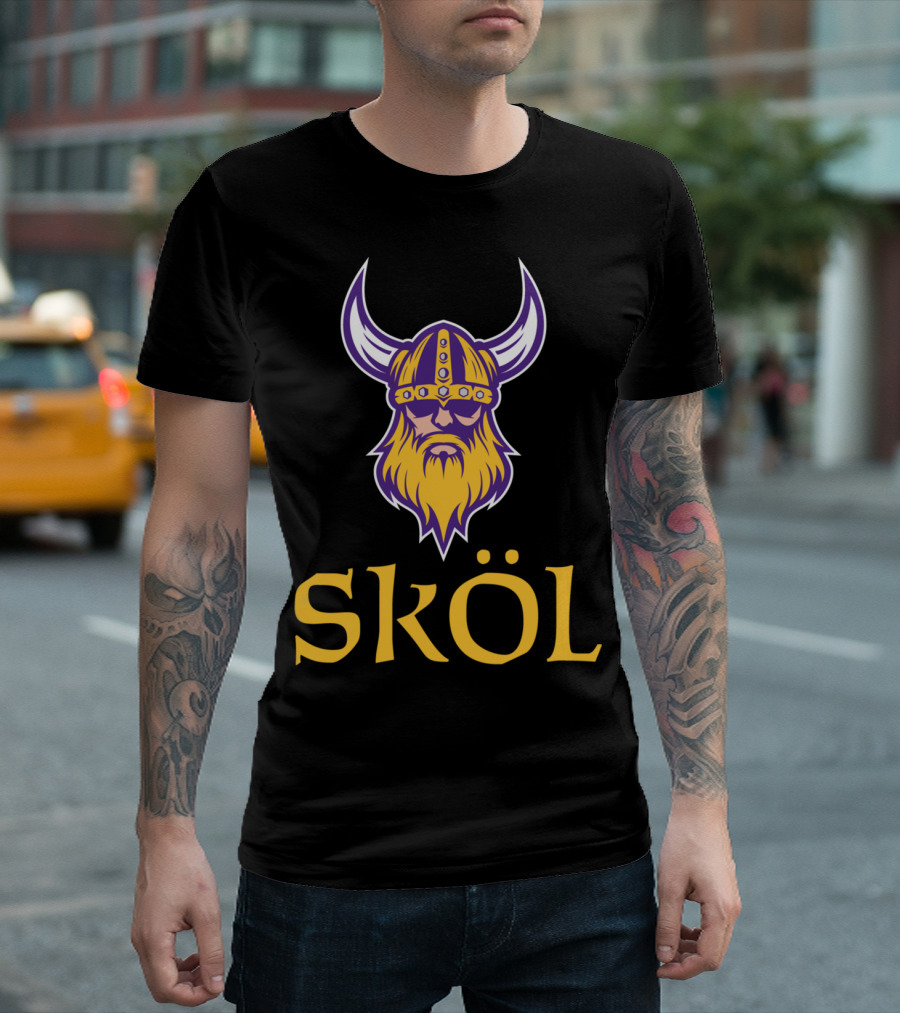 SKOL Viking Scandinavia Nordic Warrior Helmet with Horns T-Shirt