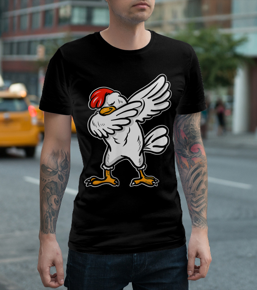 Dabbing Chicken Icon with Red Comb and White Feathers T-Shirt
