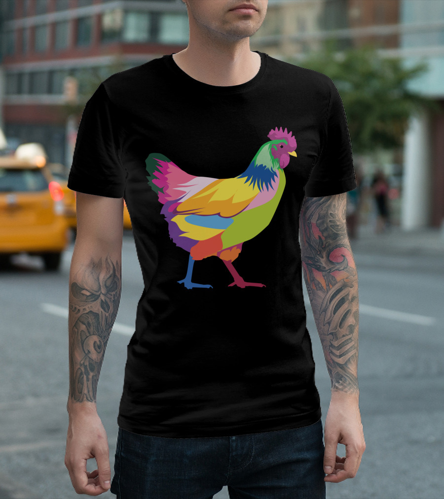 Colorful Rainbow Chicken Hen for Mama T-Shirt