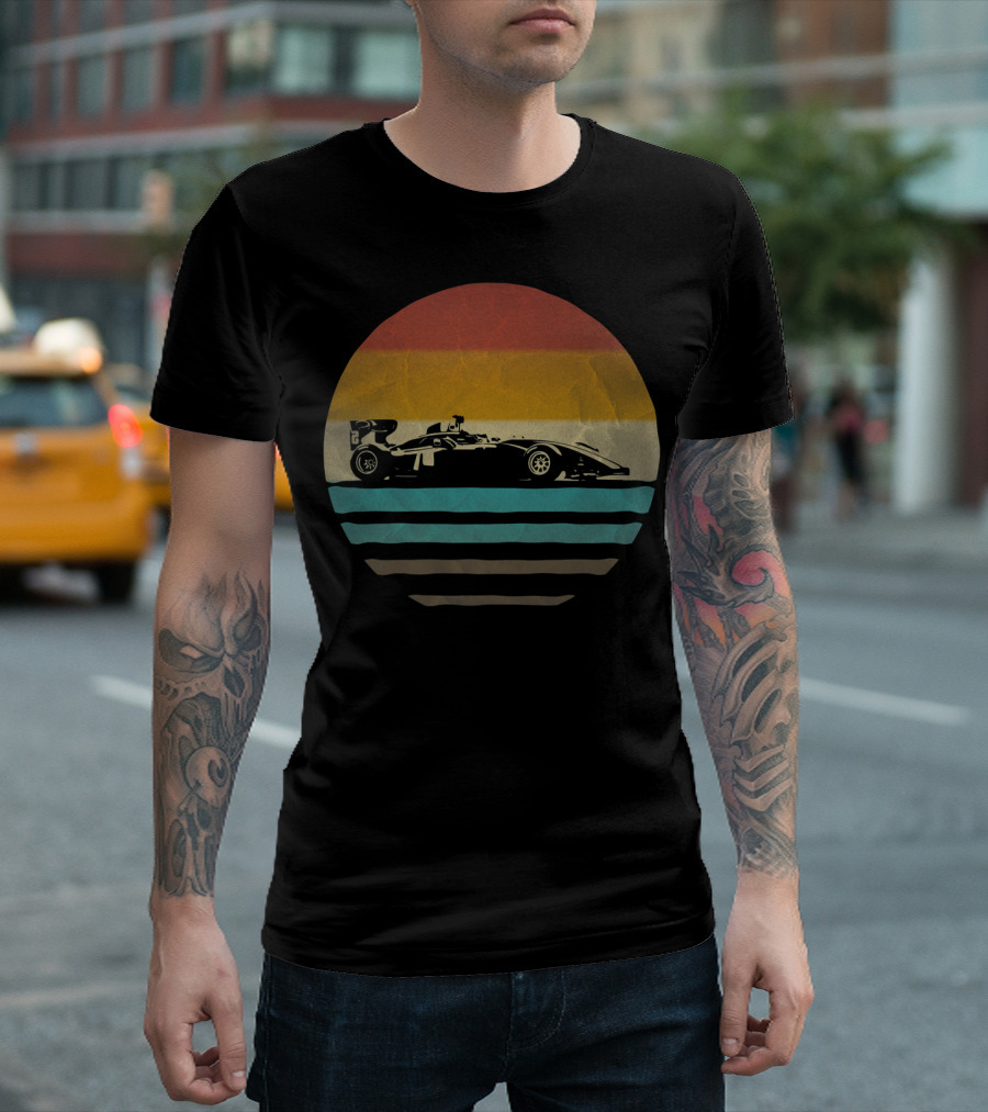 Formula Racing Vintage Sunset Retro Car Old School Racing T-Shirt