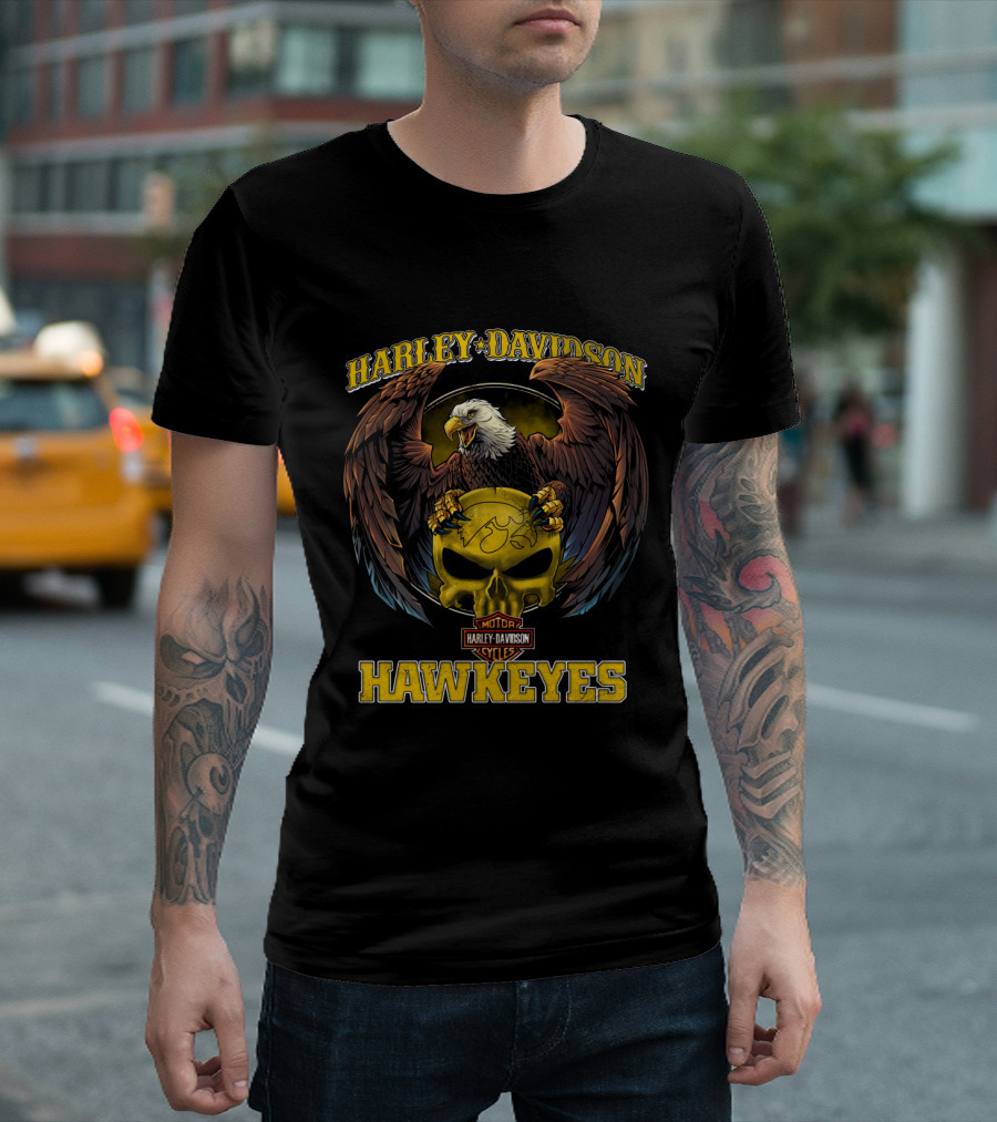 Harley Davidson Hawkeyes Eagle Skull T-Shirt