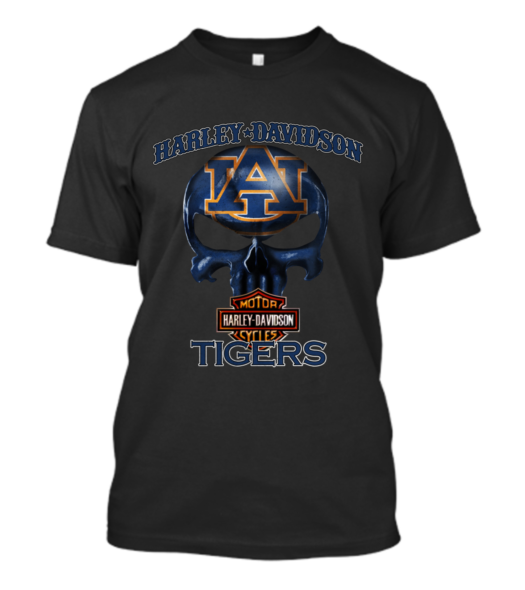 Harley Davidson Auburn Tigers Skull Hl Motorcycles T-Shirt