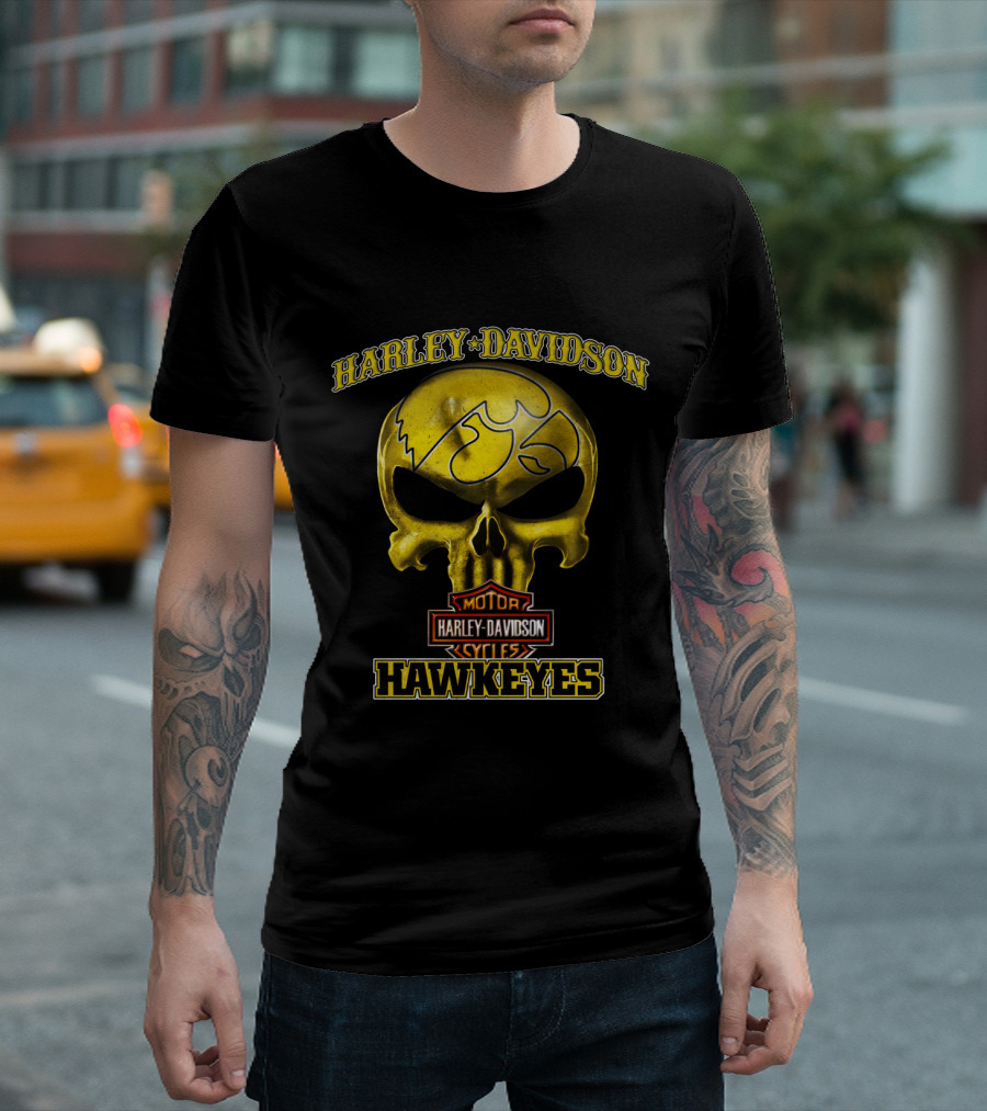 Harley Davidson Iowa Hawkeyes Skull T-Shirt