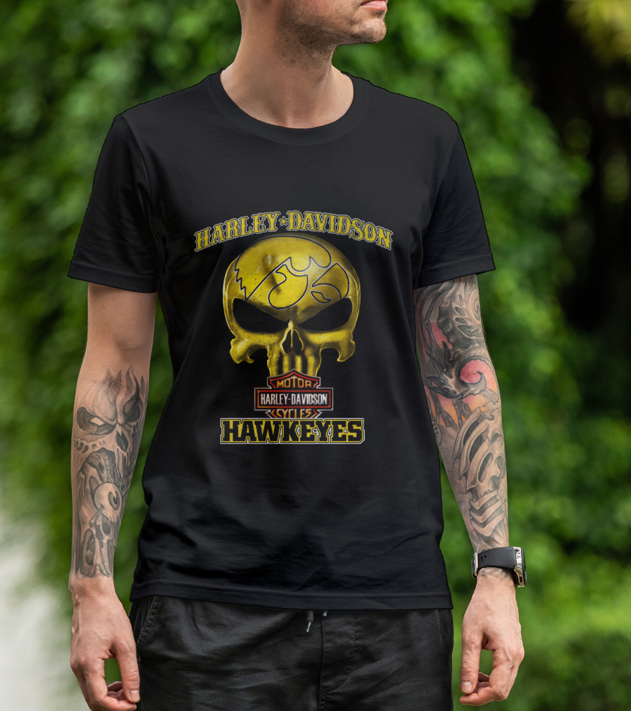 Harley Davidson Iowa Hawkeyes Skull T-Shirt