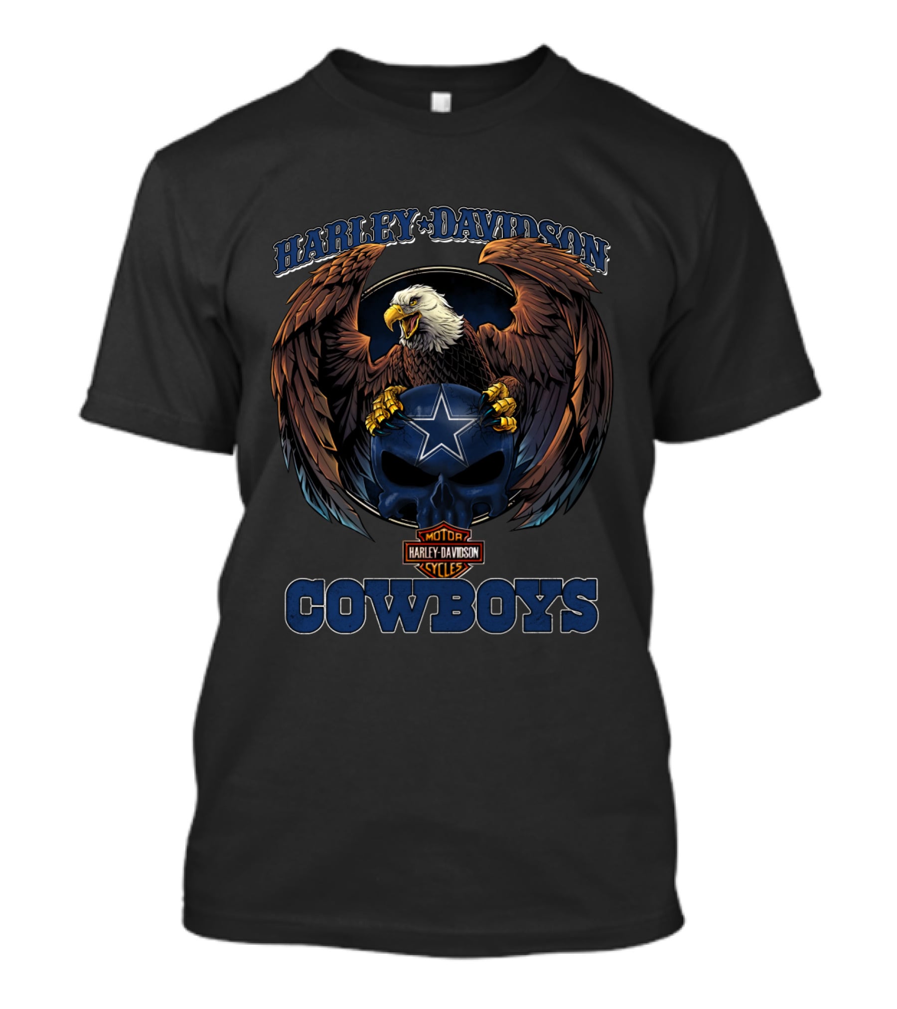 Harley Davidson Motorcycles Dallas Cowboys Eagle Star Helmet T-Shirt