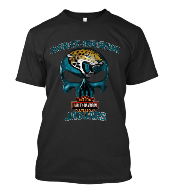 Harley Davidson Motor Cycles Jacksonville Jaguars Skull T-Shirt