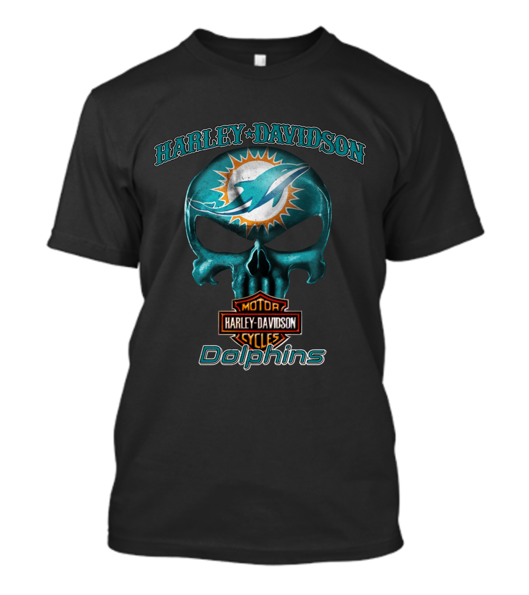 Harley Davidson Skull Miami Dolphins Nfl T-Shirt