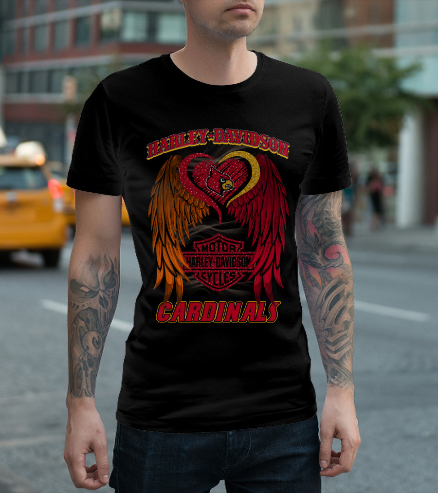 Harley Davidson Ncaa Louisville Cardinals Winged Heart T-Shirt