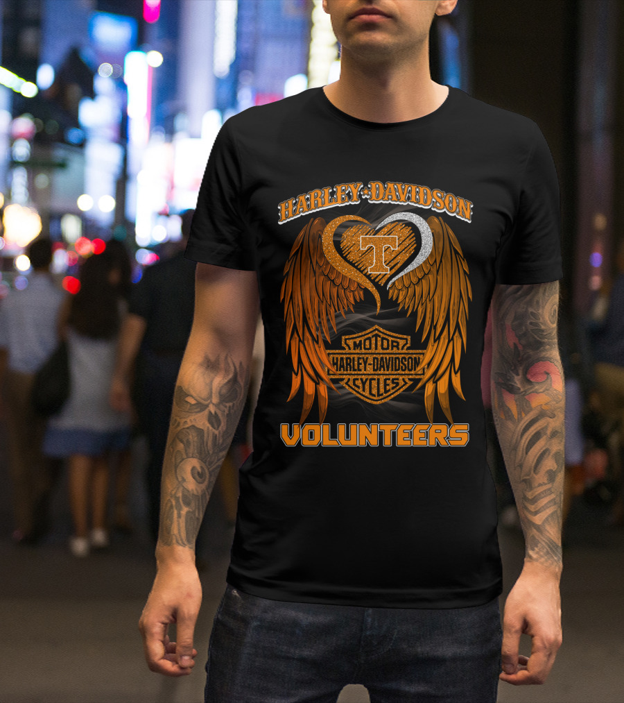 Harley Davidson Motor Cycles Tennessee Volunteers Wings T-Shirt