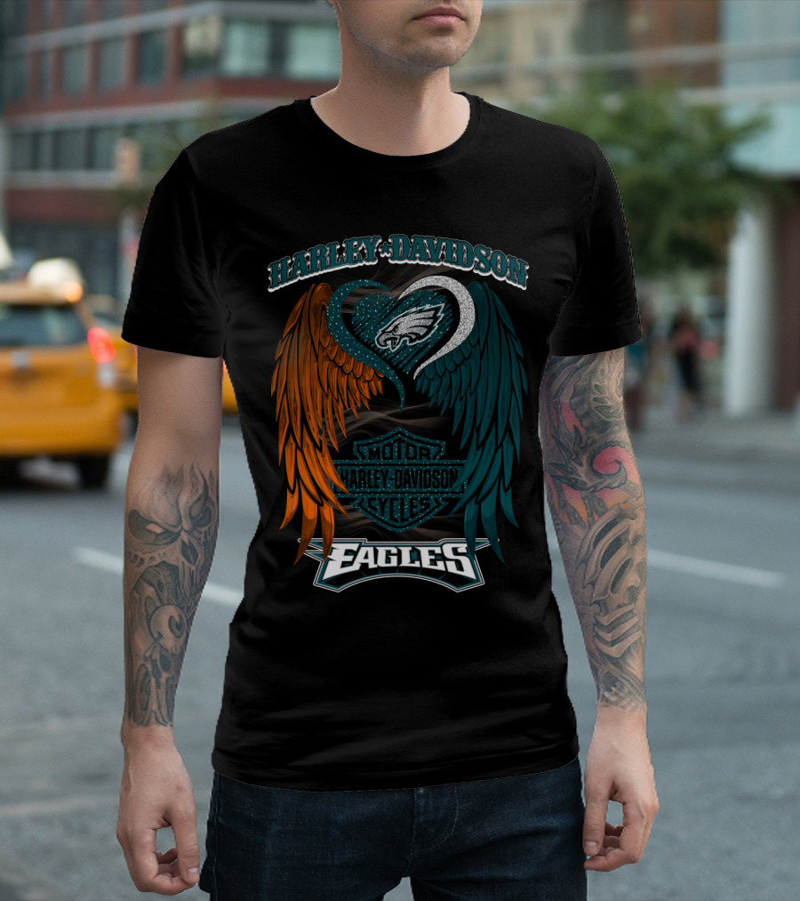 Harley Davidson Philadelphia Eagles Motor Cycles Nfl T-Shirt