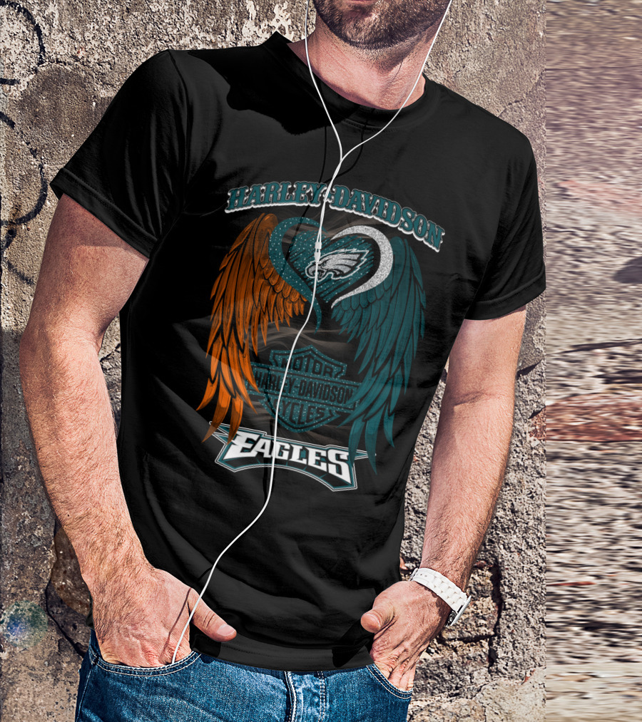 Harley Davidson Philadelphia Eagles Motor Cycles Nfl T-Shirt
