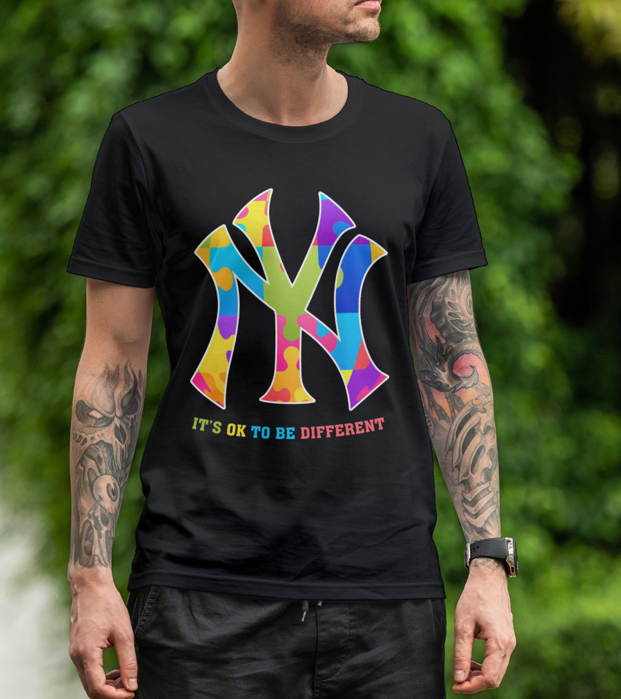 New York Yankees Colorful Logo It's OK To Be Different T-Shirt