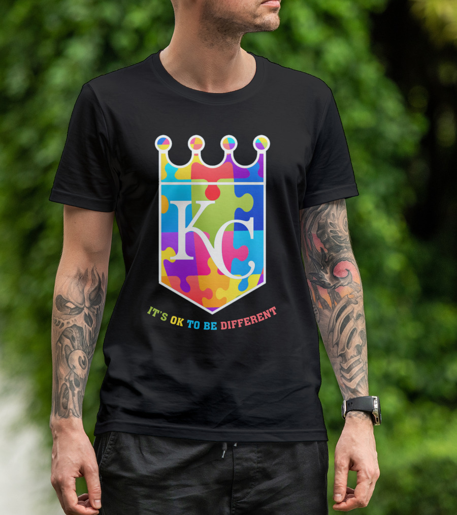 Kansas City Royals KC Puzzle Crown It's OK To Be Different T-Shirt
