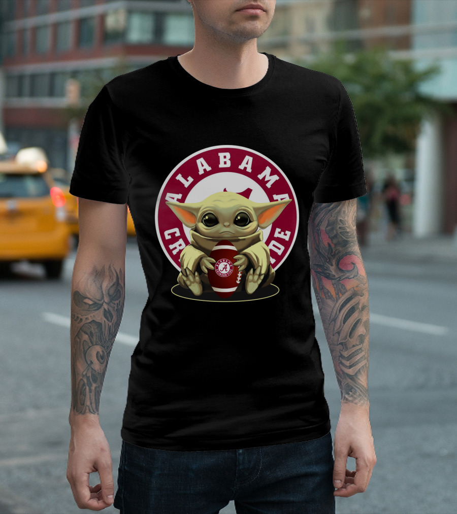 Alabama Crimson Tide Baby Yoda Football T-Shirt