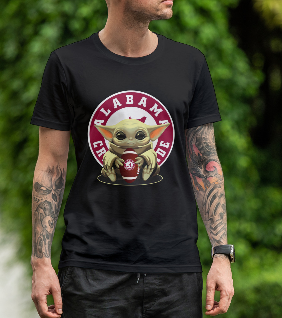 Alabama Crimson Tide Baby Yoda Football T-Shirt