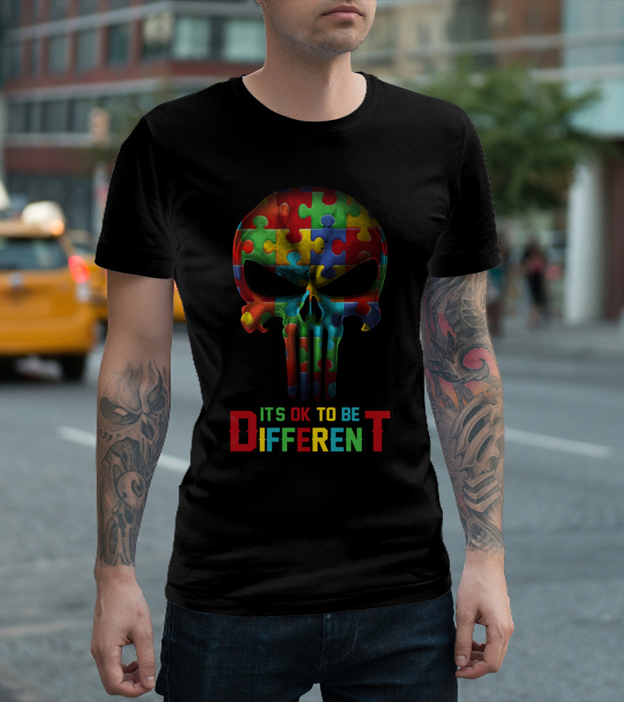 Punisher Puzzle Skull It's OK To Be Different T-Shirt