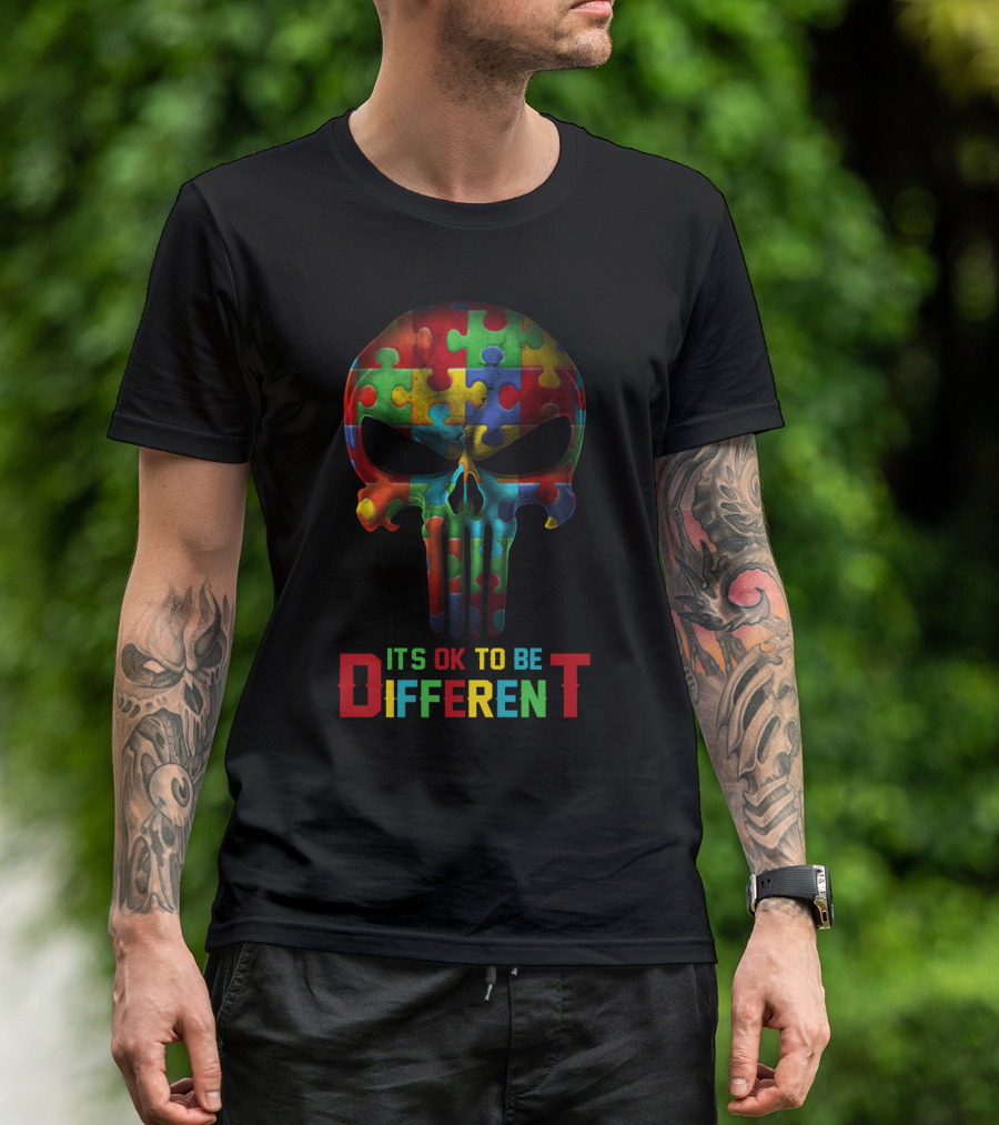Punisher Puzzle Skull It's OK To Be Different T-Shirt