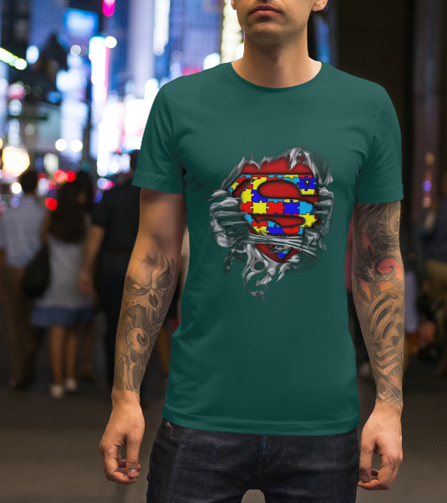 Superman Autism Strong Puzzle T-Shirt
