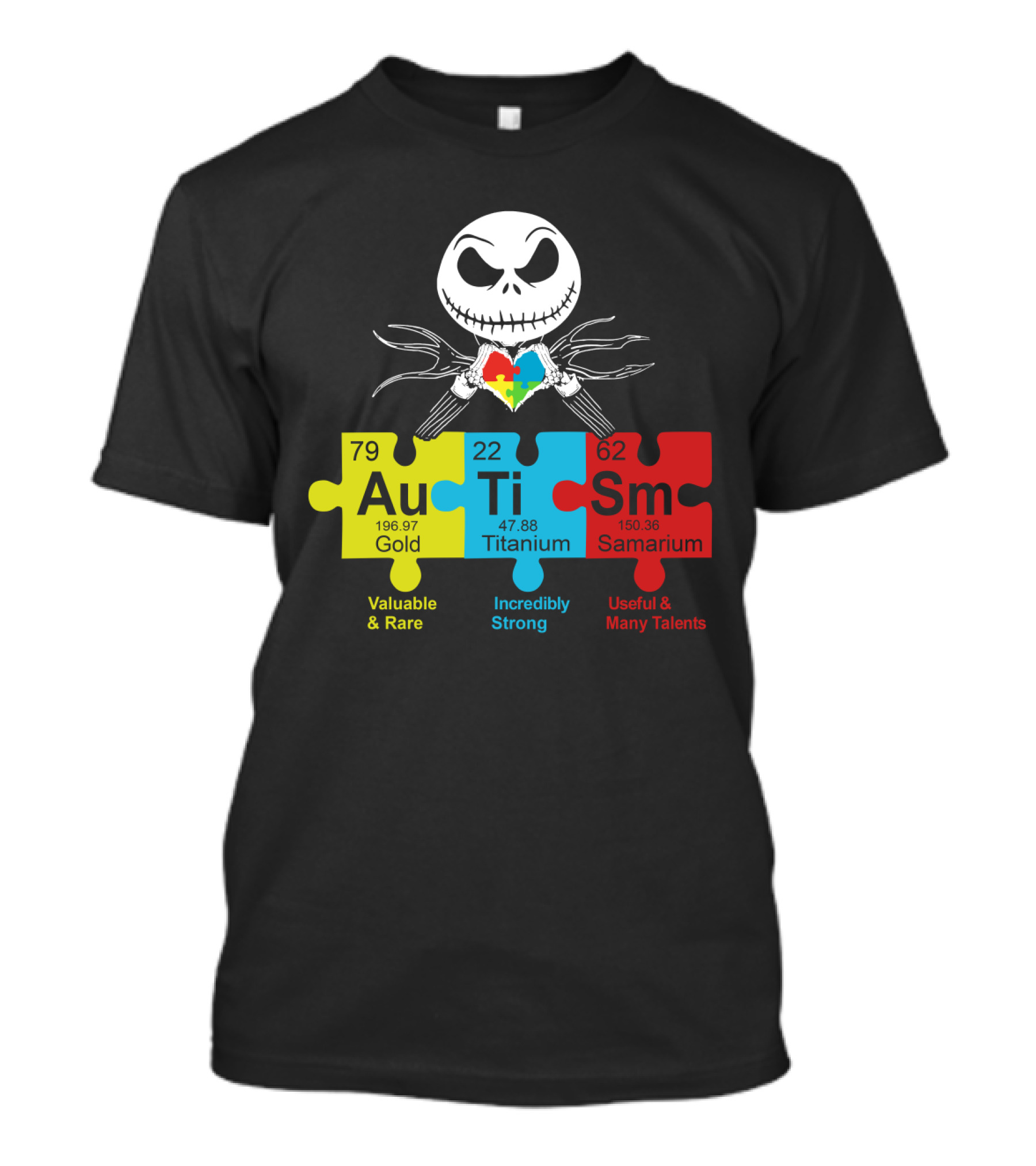 Autism Gold Titanium Samarium Jack Skellington Puzzle Elements T-Shirt