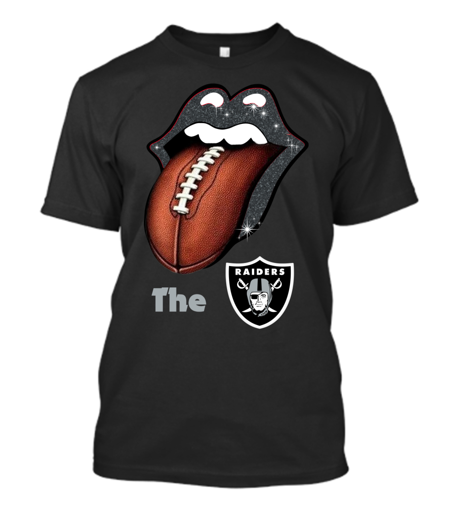 The Raiders Football Smile With Tongue And Shield T-Shirt