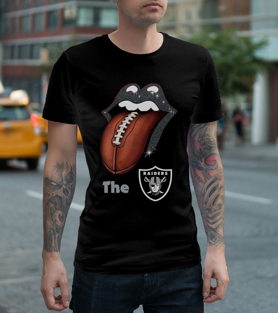 The Raiders Football Smile with Tongue and Shield T-Shirt