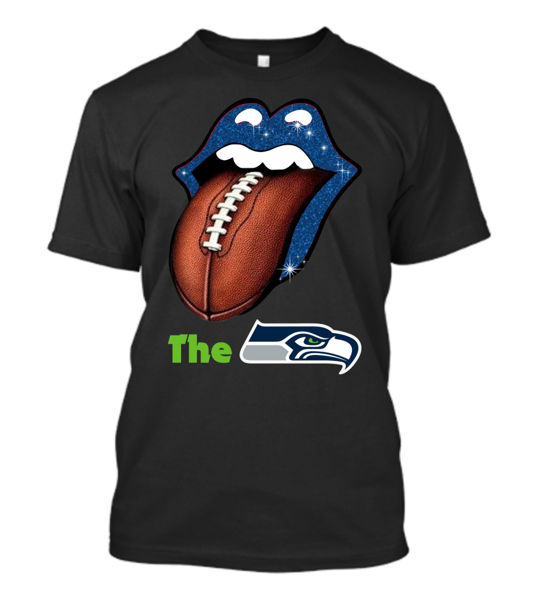 The Seahawks Sparkling Tongue With Football Smile T-Shirt