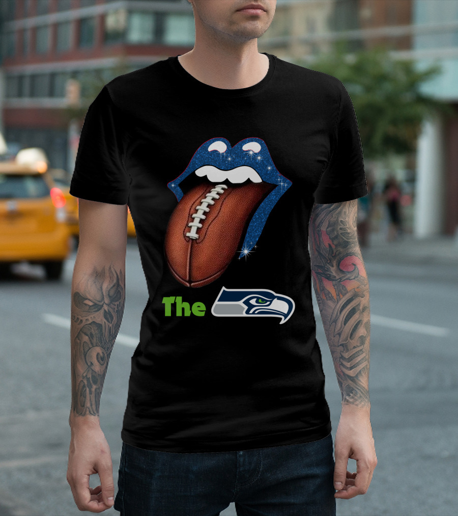 The Seahawks Sparkling Tongue with Football Smile T-Shirt