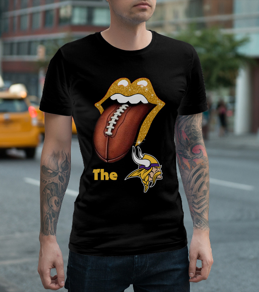 The Smile Vikings Football Logo with Classic Tongue and Glitter Highlights T-Shirt